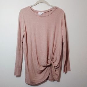 Cherish Tan Twist Side Long Sleeve Shirt - S
